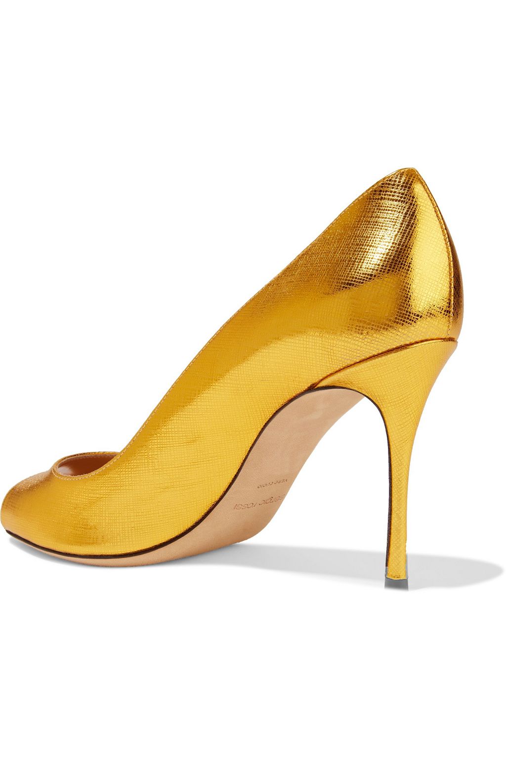 SERGIO ROSSI Metallic textured-leather pumps