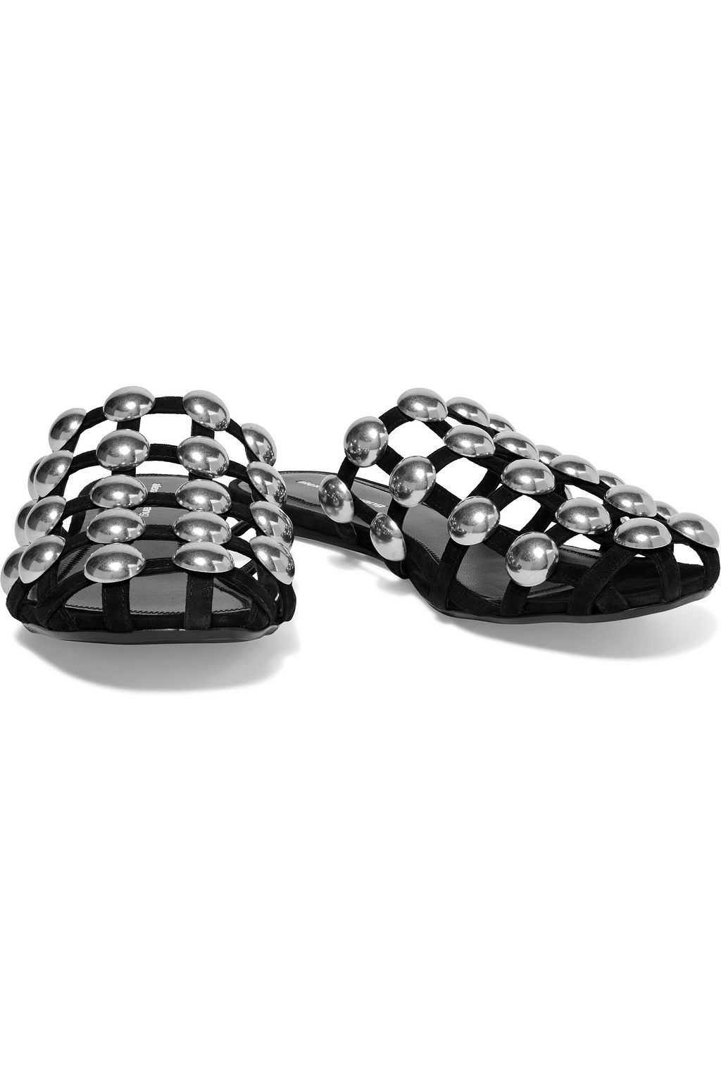 ALEXANDER WANG Amelia cutout studded suede slippers