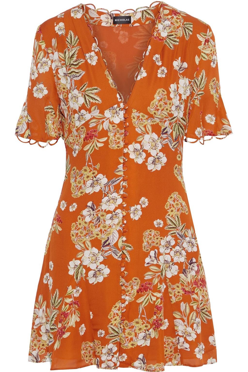 orange floral mini dress