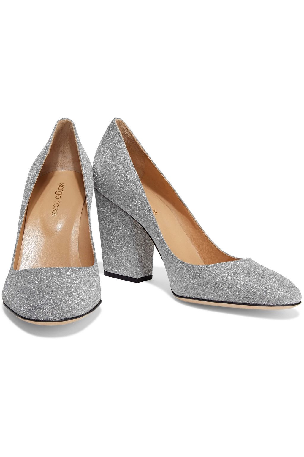 SERGIO ROSSI Virginia glittered leather pumps