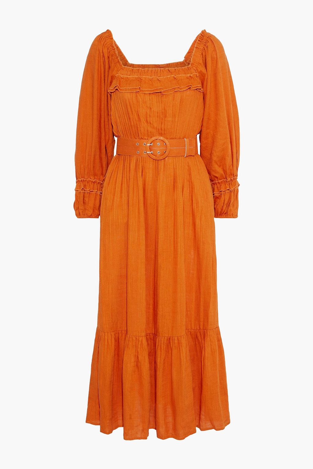 orange belted dress