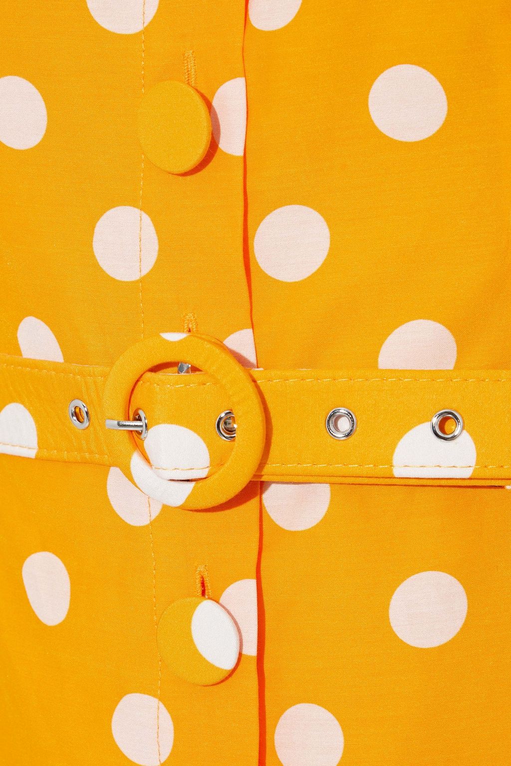 NICHOLAS Belted ruched polka-dot cotton and silk-blend mini dress