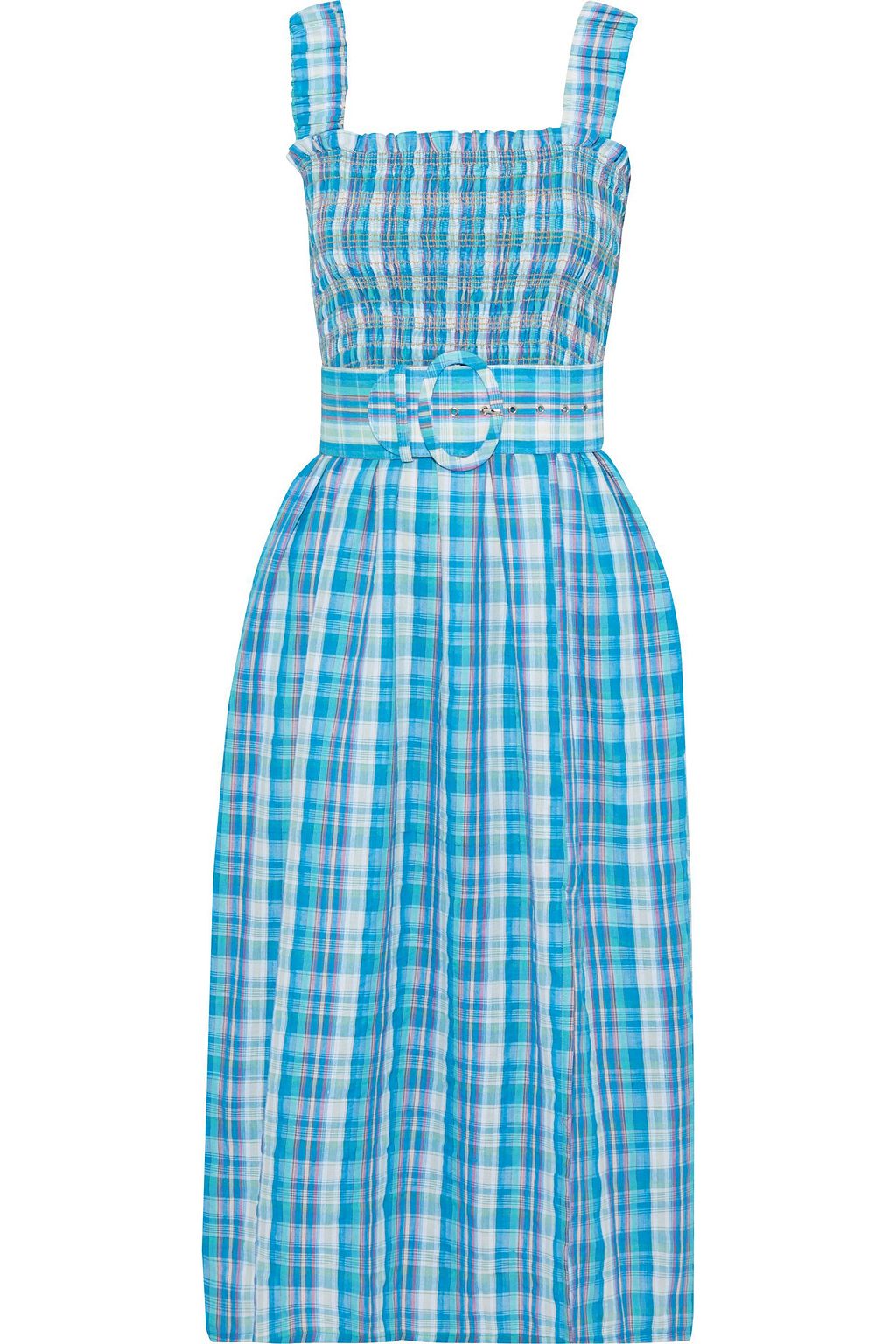 blue cotton midi dress