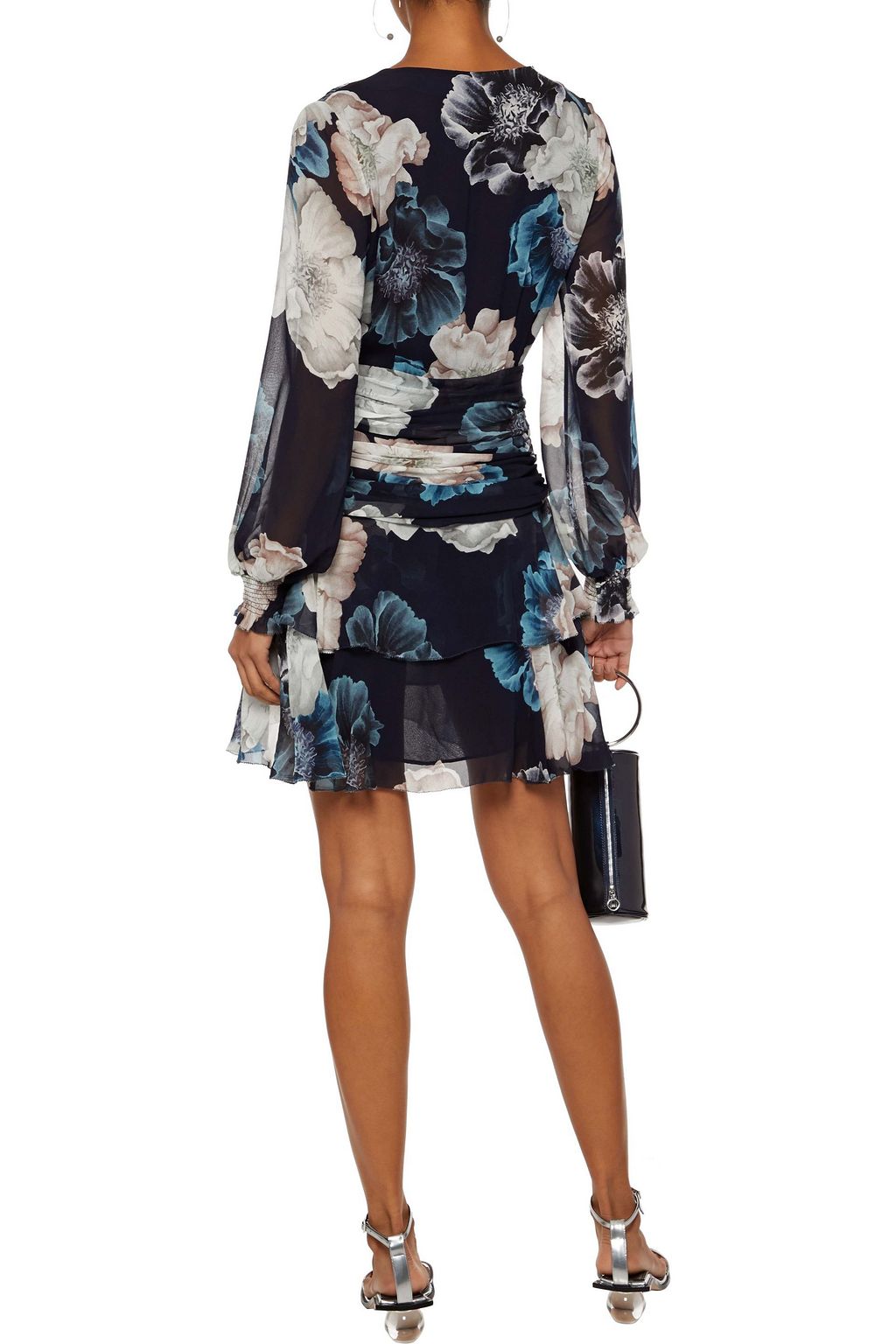 NICHOLAS Draped floral-print silk-chiffon mini dress