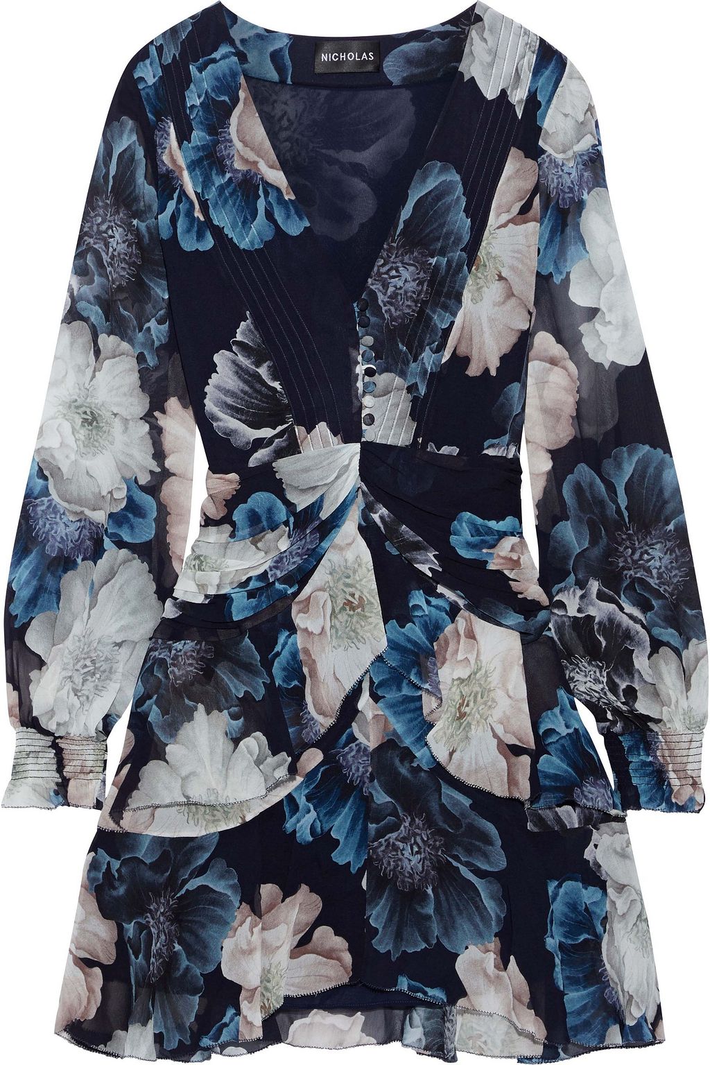 navy blue silk chiffon dress
