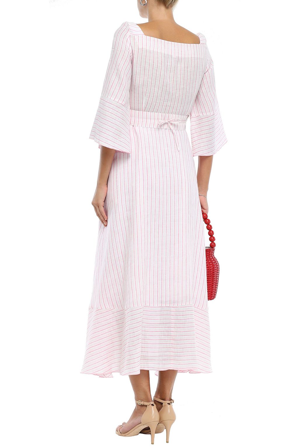 GÜL HÜRGEL Liatris belted striped cotton and linen-blend maxi dress