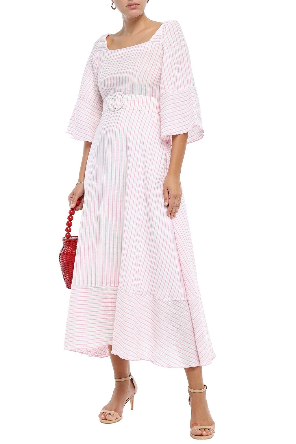 GÜL HÜRGEL Liatris belted striped cotton and linen-blend maxi dress
