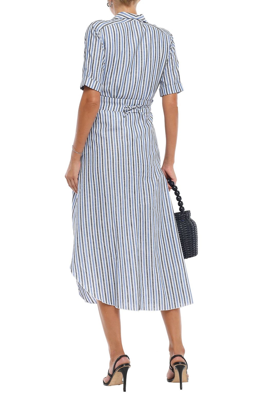 GÜL HÜRGEL Petunia belted striped linen and cotton-blend midi dress