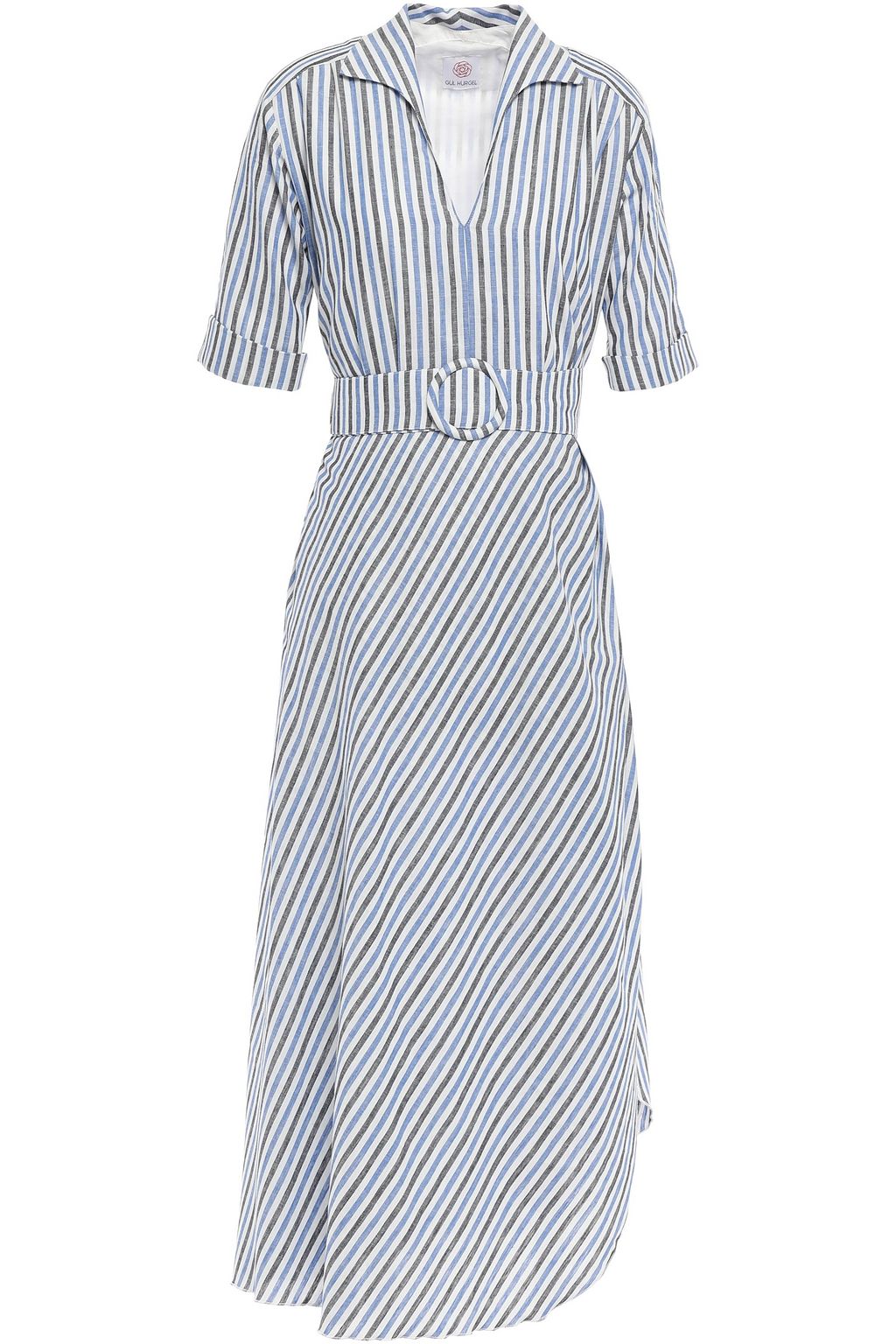 belted striped dress