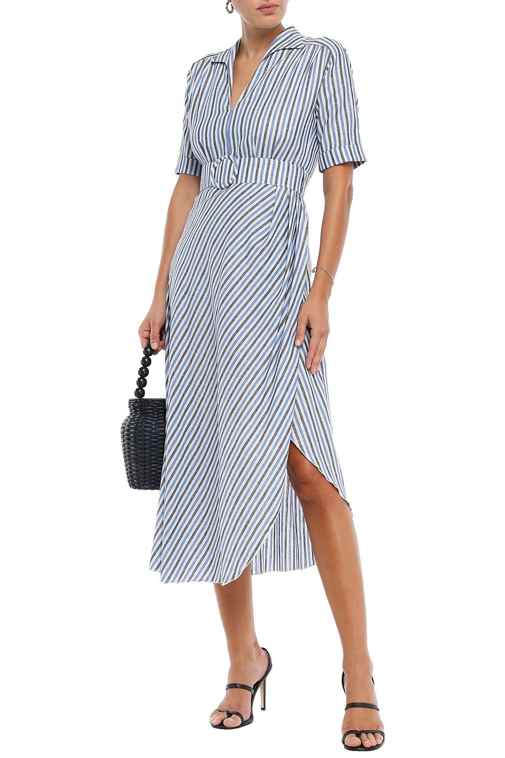 GÜL HÜRGEL Petunia belted striped linen and cotton-blend midi dress