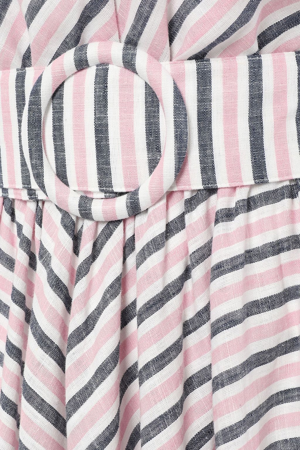 GÜL HÜRGEL Belted striped cotton and linen-blend midi dress