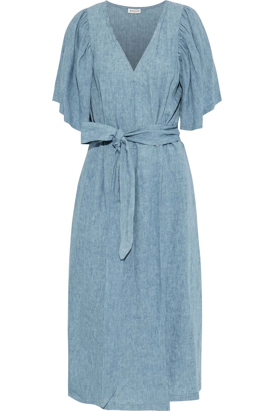 linen wrap midi dress