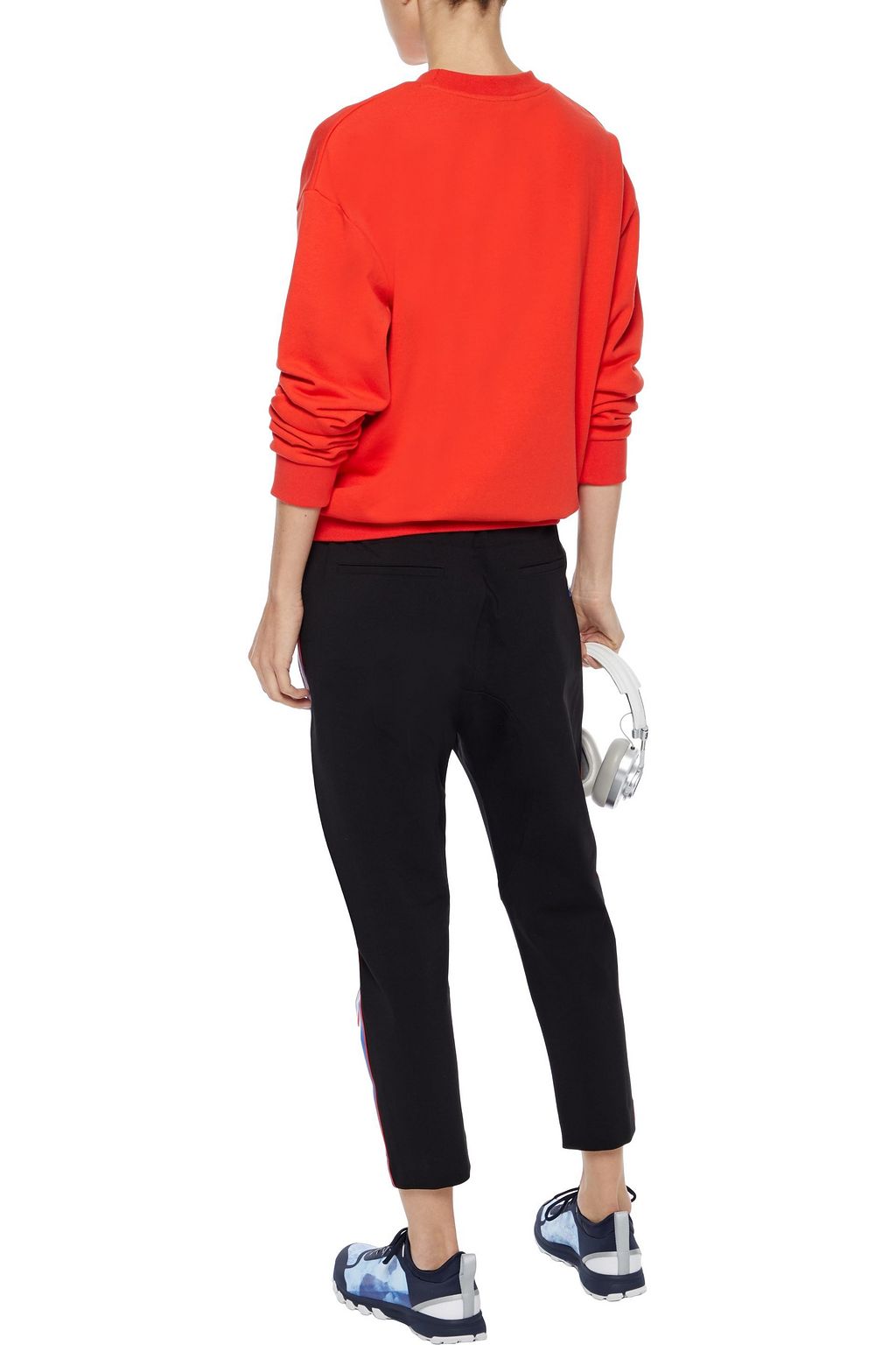 P.E NATION Court Run cropped striped stretch-knit track pants