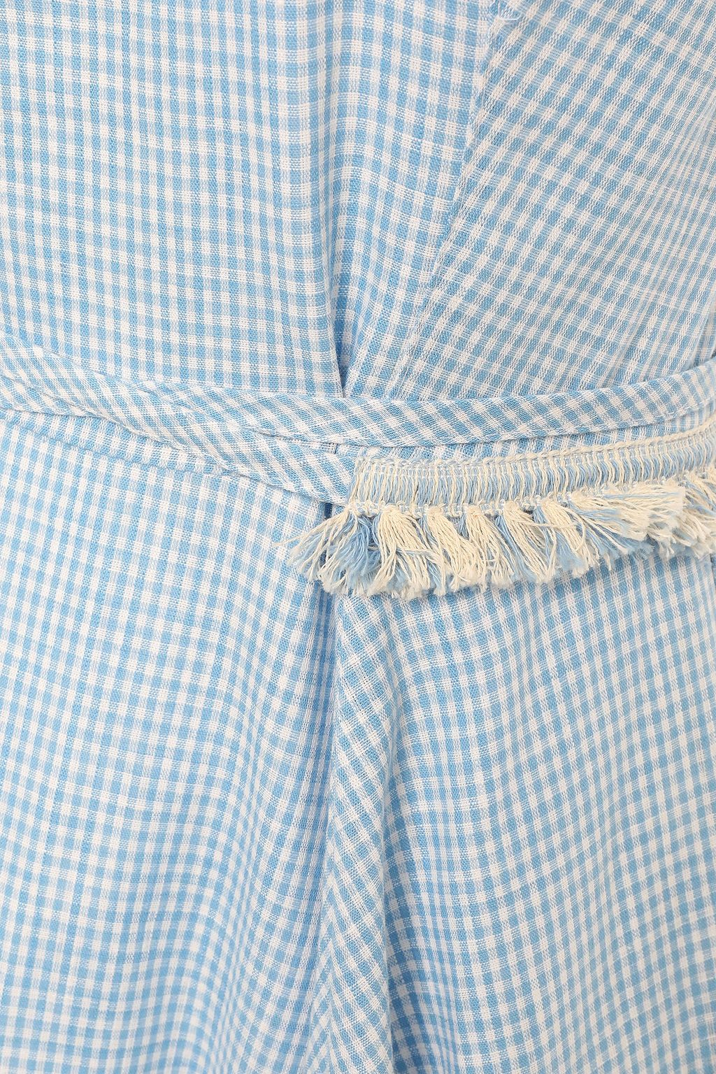 GÜL HÜRGEL Fringe-trimmed gingham cotton and linen-blend midi dress