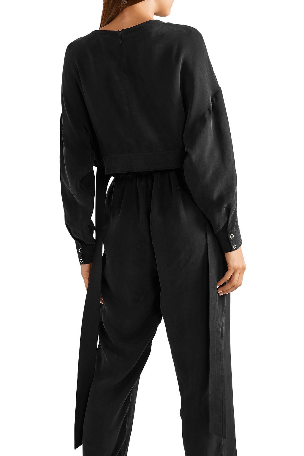 LAPOINTE Cropped tie-detailed cupro sweatshirt