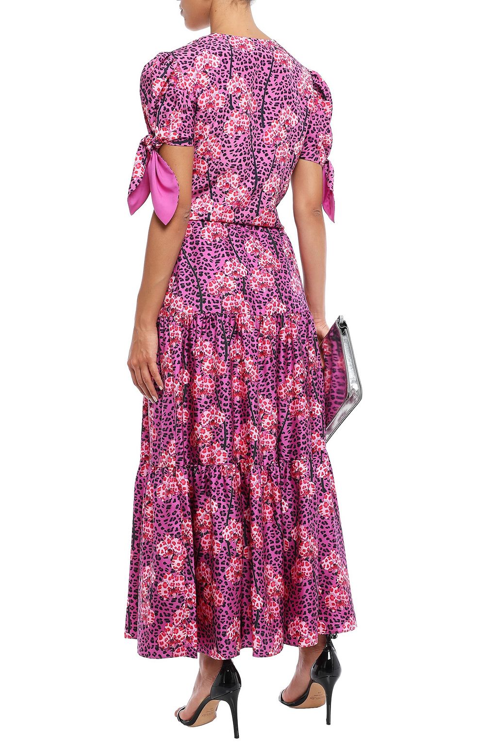BORGO DE NOR Pia tiered printed silk-twill maxi skirt
