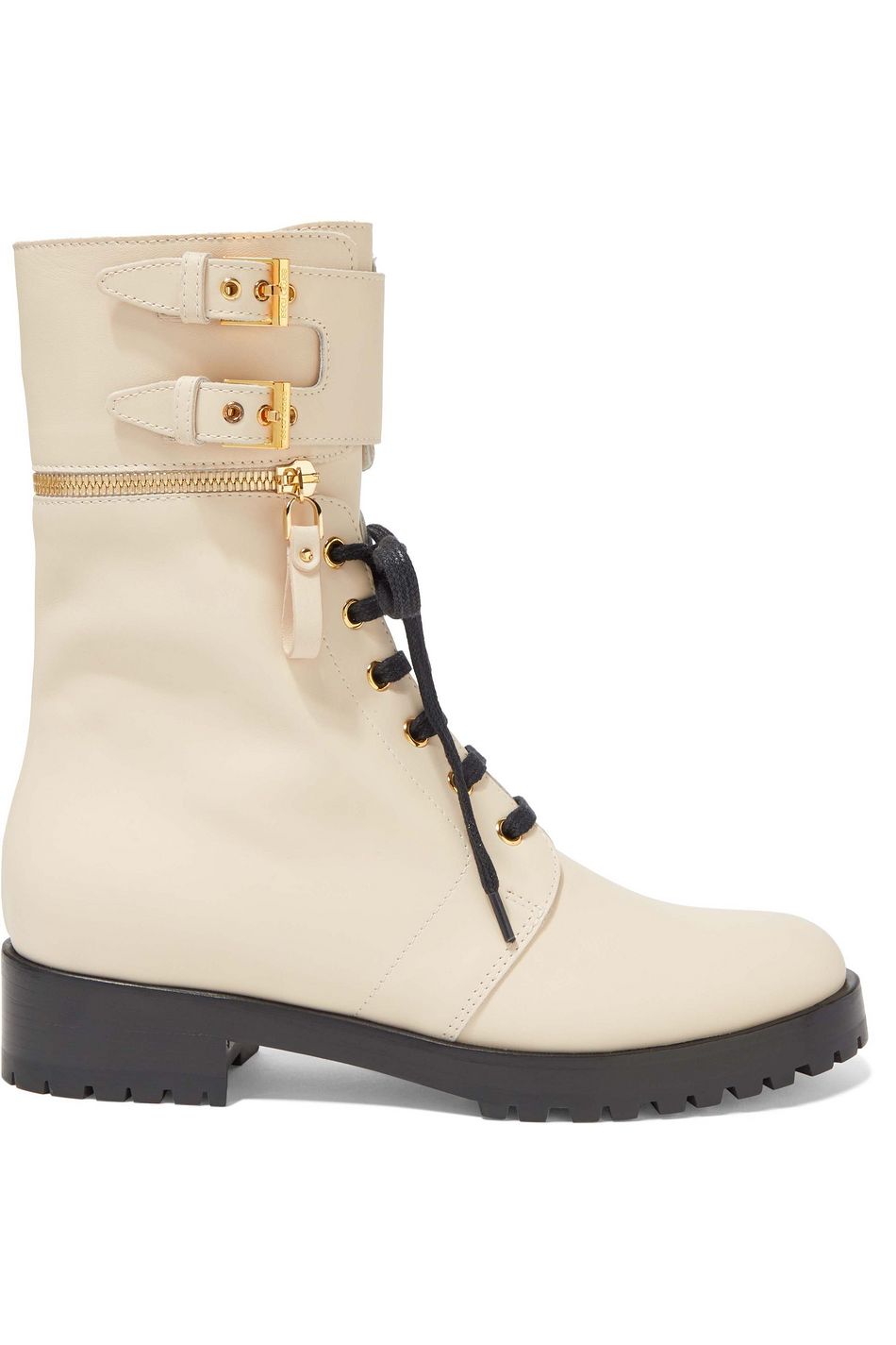 cream leather ankle boots