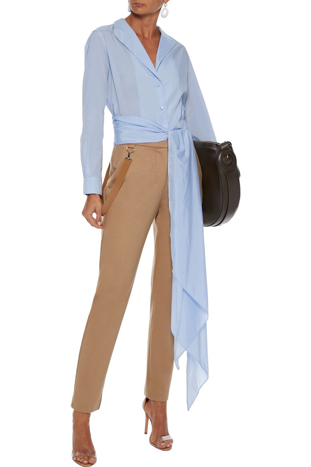WEEKEND MAX MARA Artello belted cotton-blend poplin shirt