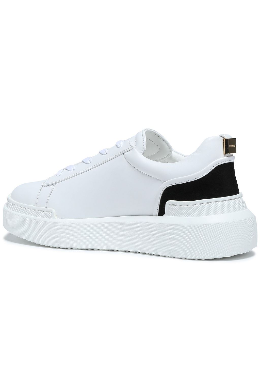 BUSCEMI Suede and gold tone-trimmed leather sneakers