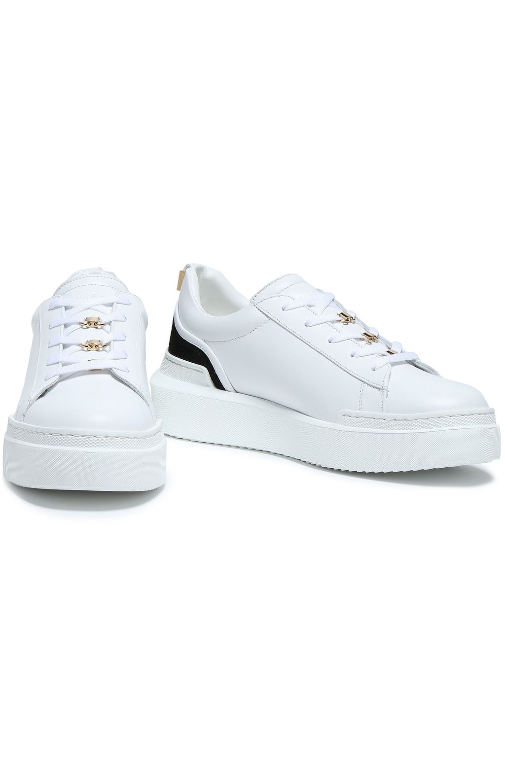 BUSCEMI Suede and gold tone-trimmed leather sneakers