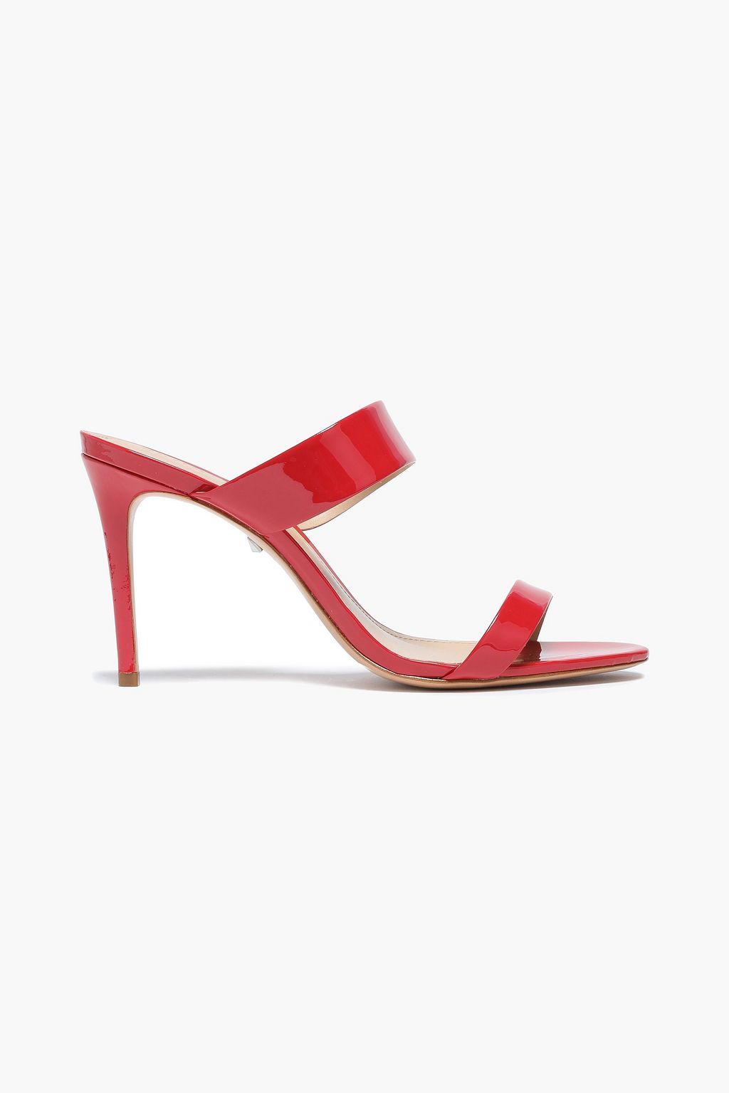 Red patent shop leather mules