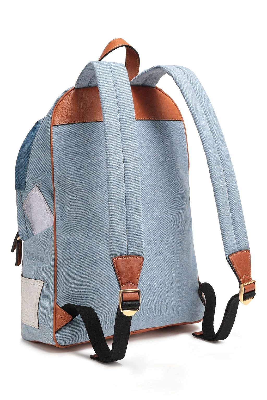 MARC JACOBS Appliqued leather-trimmed denim backpack