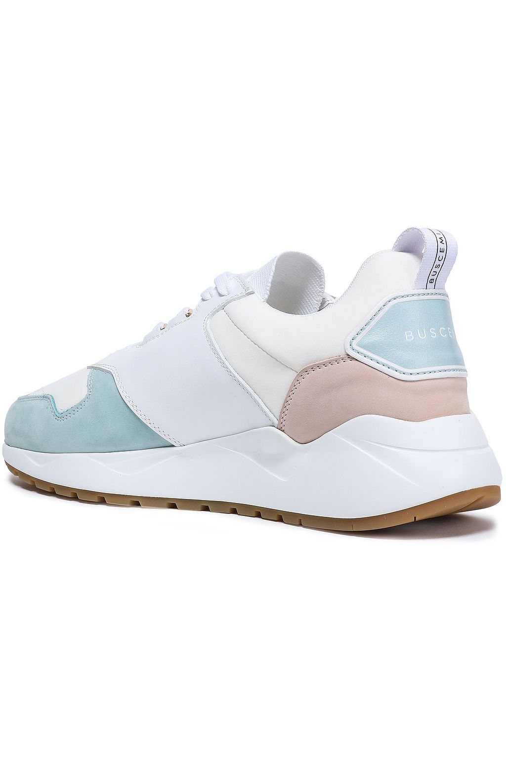 BUSCEMI Color-block suede, leather and scuba sneakers
