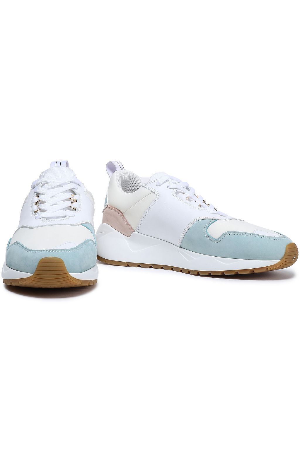 BUSCEMI Color-block suede, leather and scuba sneakers