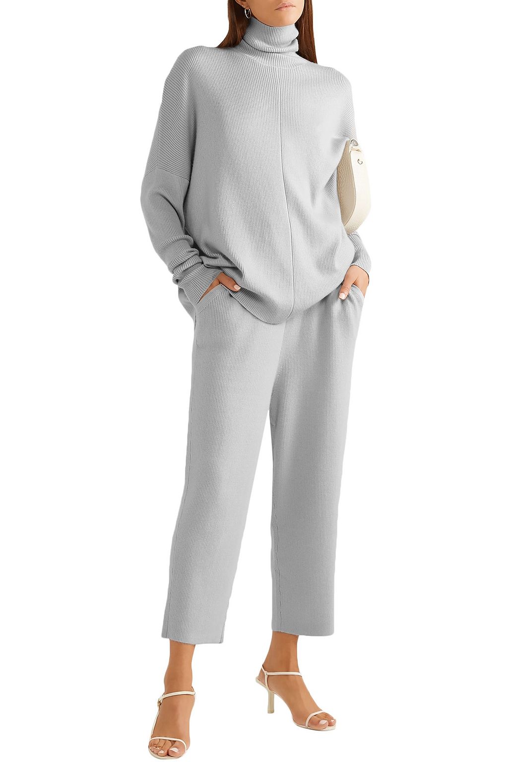 LAPOINTE Cropped ribbed cashmere-blend straight-leg pants