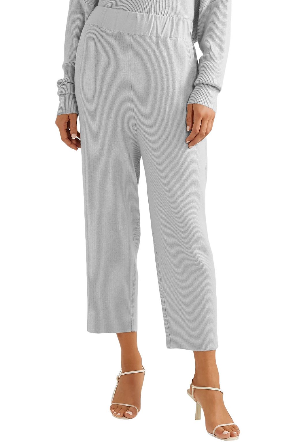 LAPOINTE Cropped ribbed cashmere-blend straight-leg pants