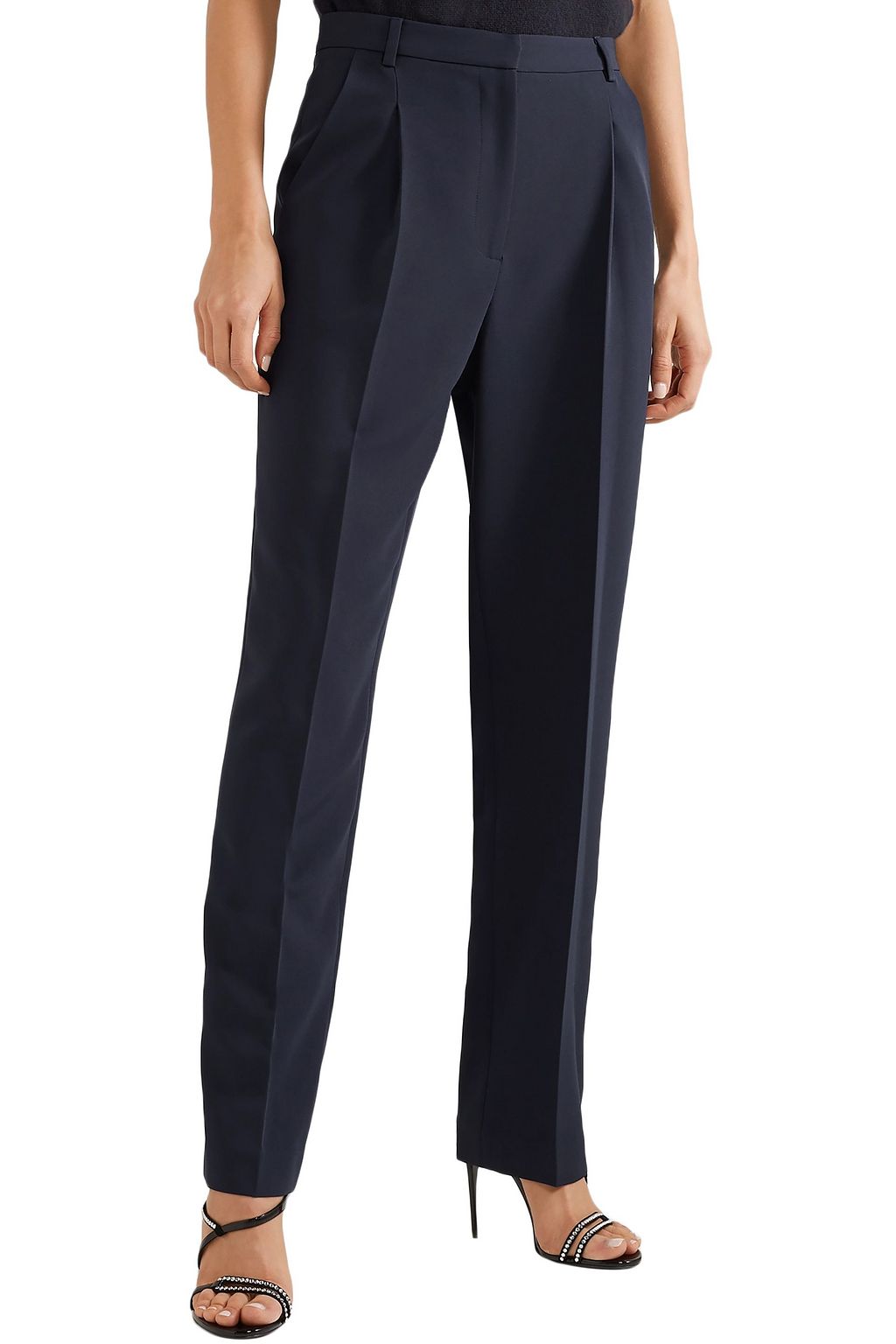 LAPOINTE Pleated stretch-crepe straight-leg pants
