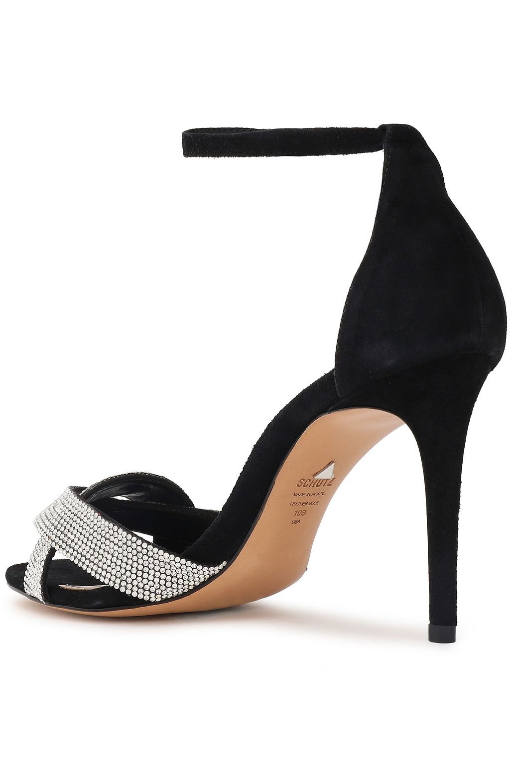 SCHUTZ Jolita crystal-embellished suede sandals