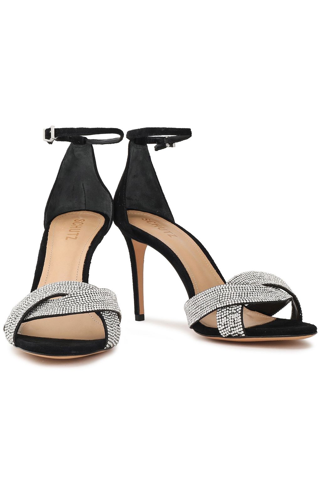 SCHUTZ Jolita crystal-embellished suede sandals
