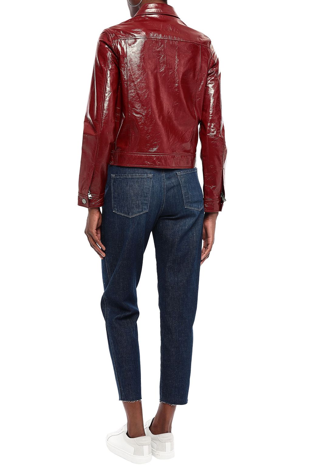 J BRAND Heather cropped frayed high-rise tapered jeans