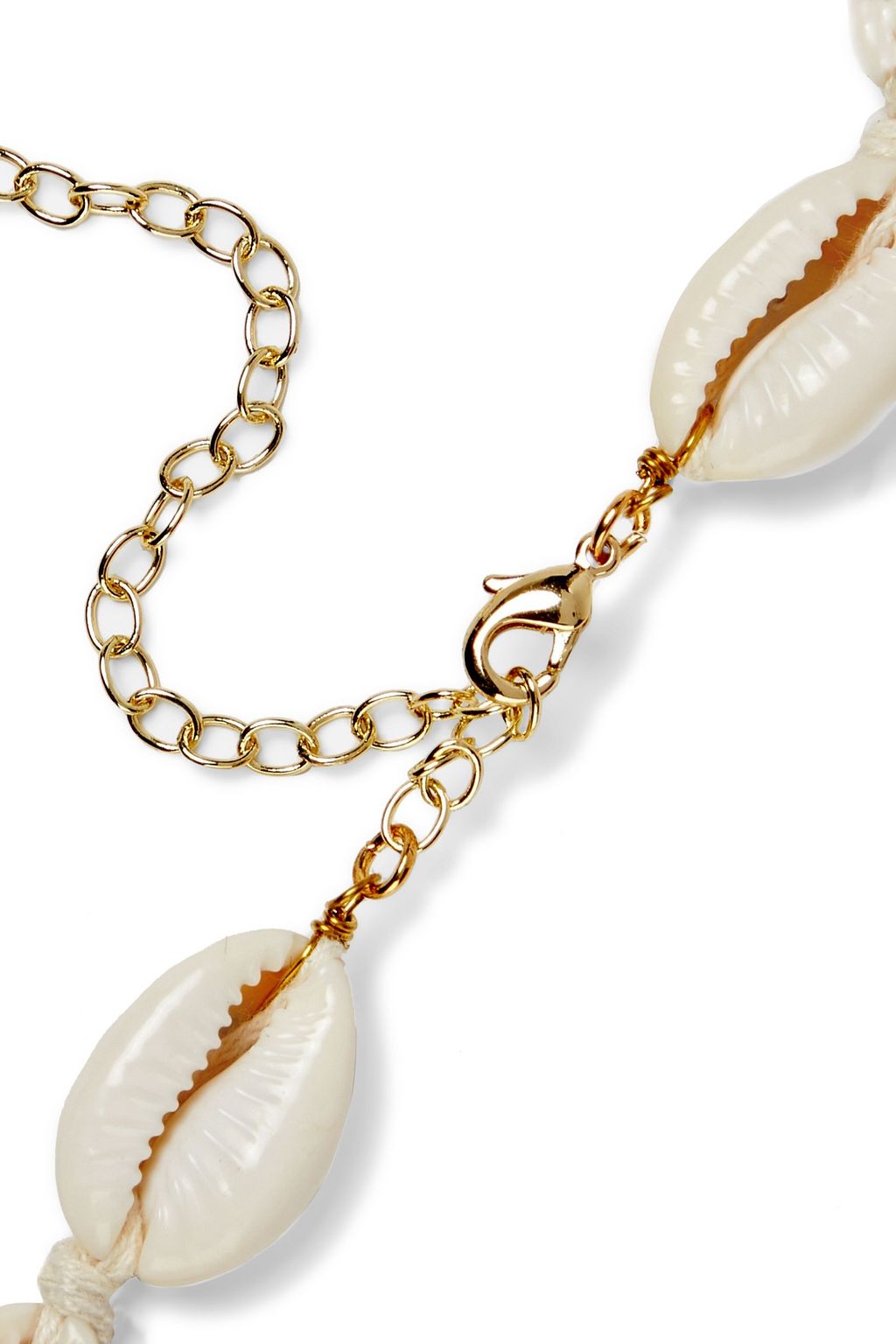SHASHI Caroline gold-tone, shell and cord choker