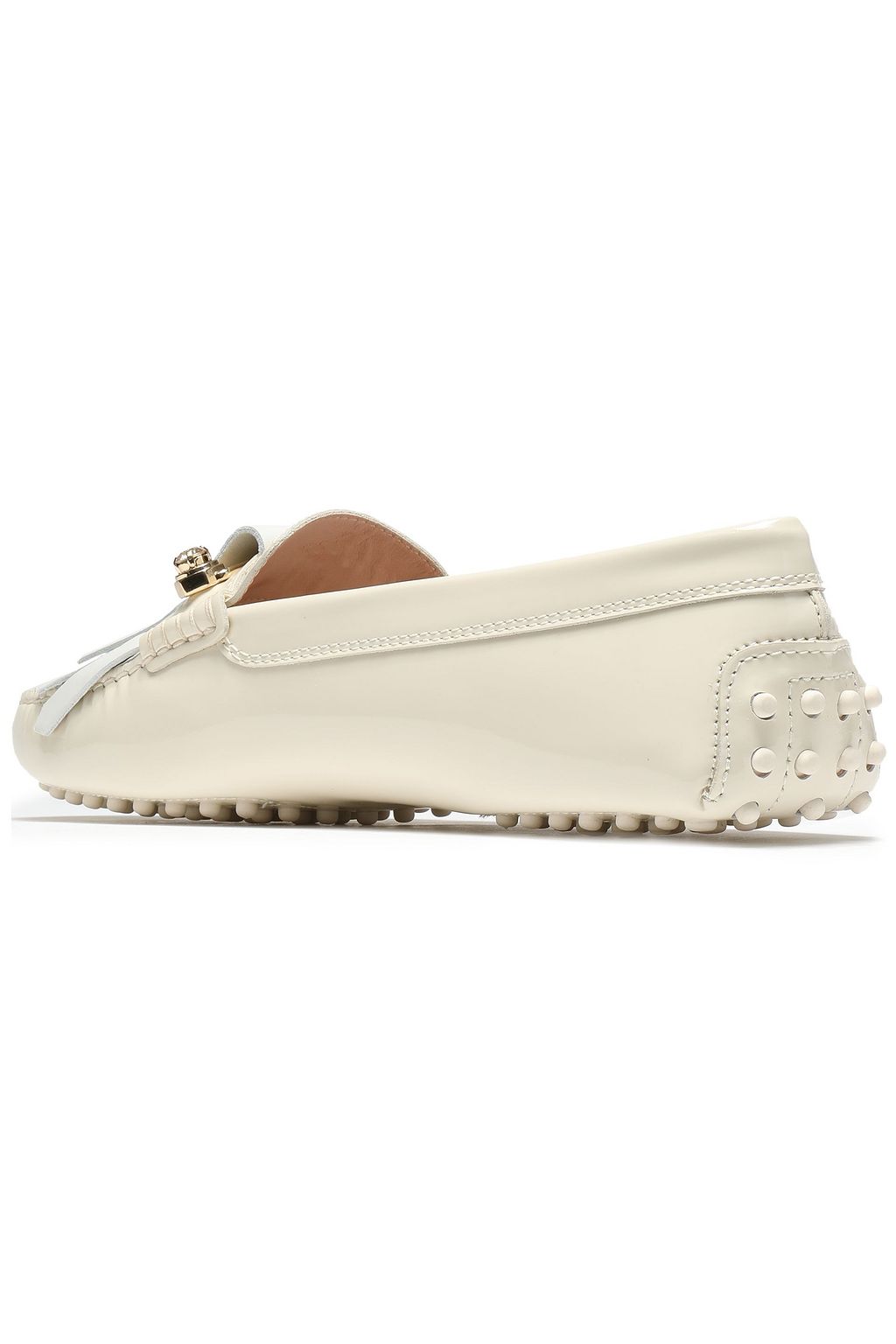 TOD'S Embellished smooth and patent-leather loafers