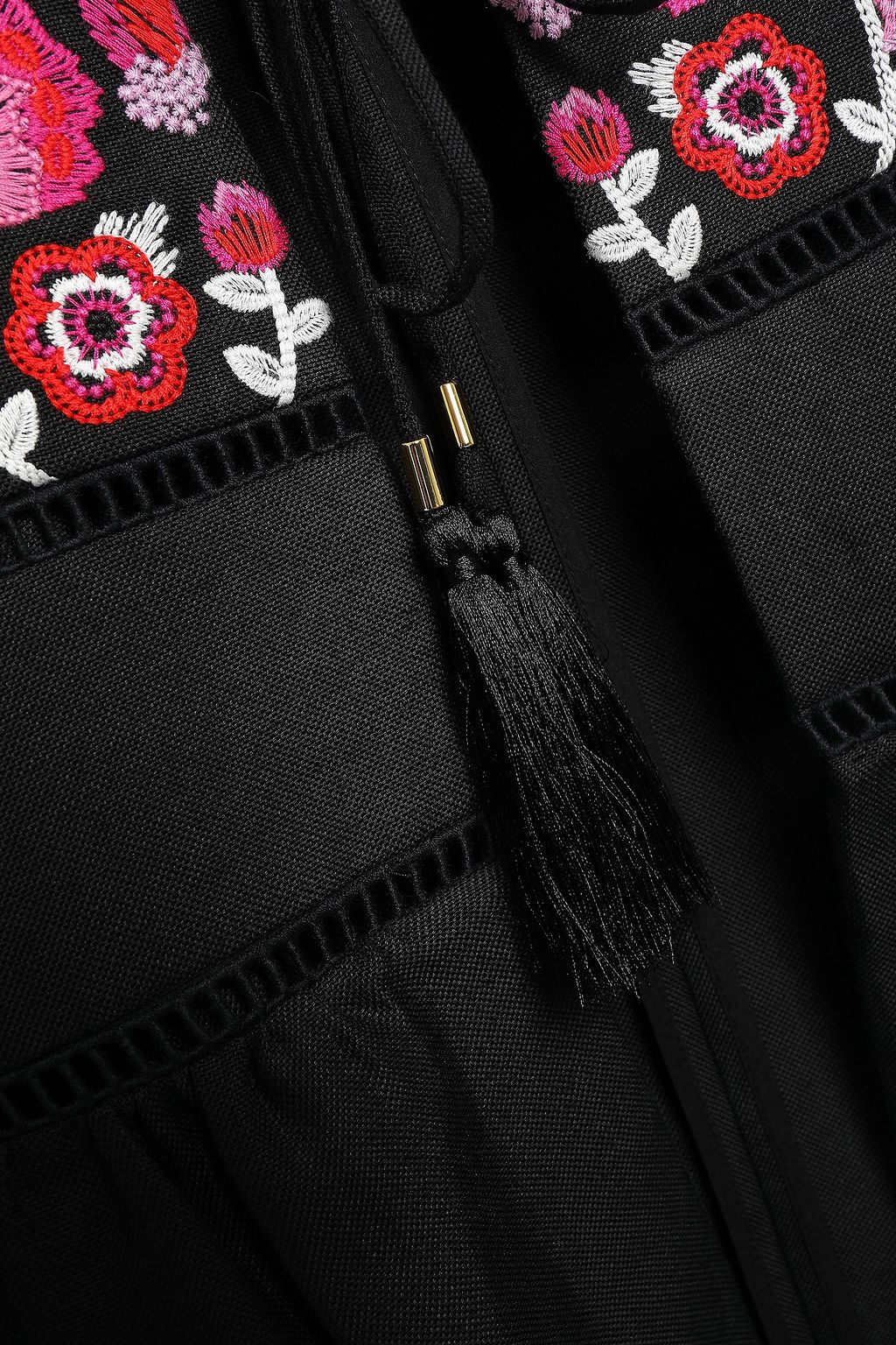 KATE SPADE NEW YORK Tassel-trimmed embroidered linen-blend jacket