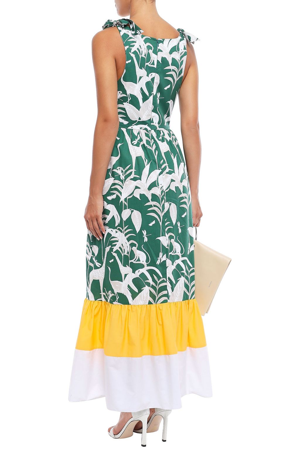 BORGO DE NOR Gathered printed cotton-poplin maxi dress