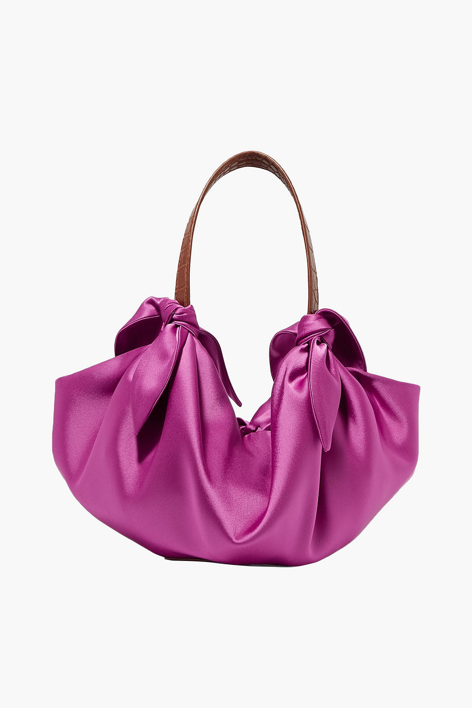 Nanushka Woman Inda Micro Croc-effect Vegan Leather-trimmed Satin Tote Violet Size -- Nanushka Woman Inda Micro Croc-effect Vegan Leather-trimmed Satin Tote Violet Size --