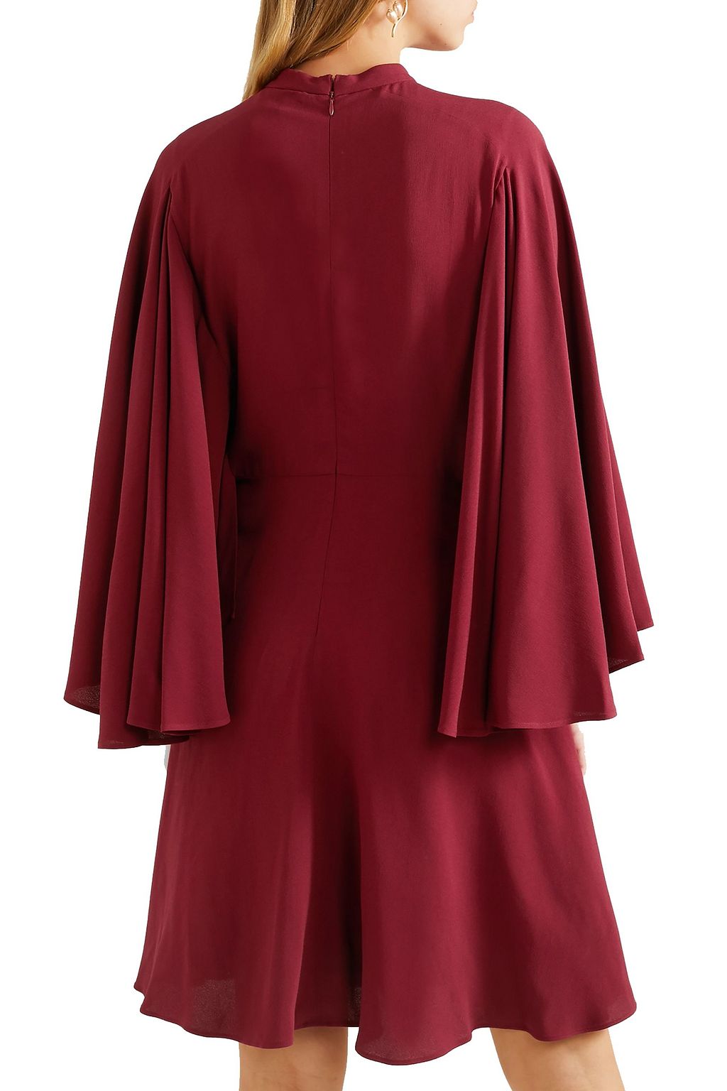 GIAMBATTISTA VALLI Pussy-bow guipure lace-paneled crepe dress