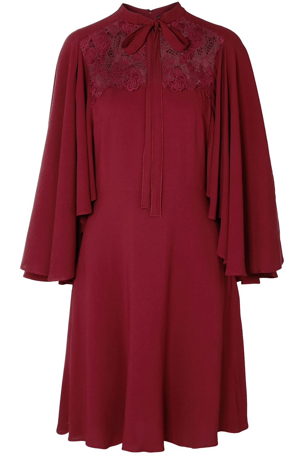 GIAMBATTISTA VALLI Pussy-bow guipure lace-paneled crepe dress | Sale up ...