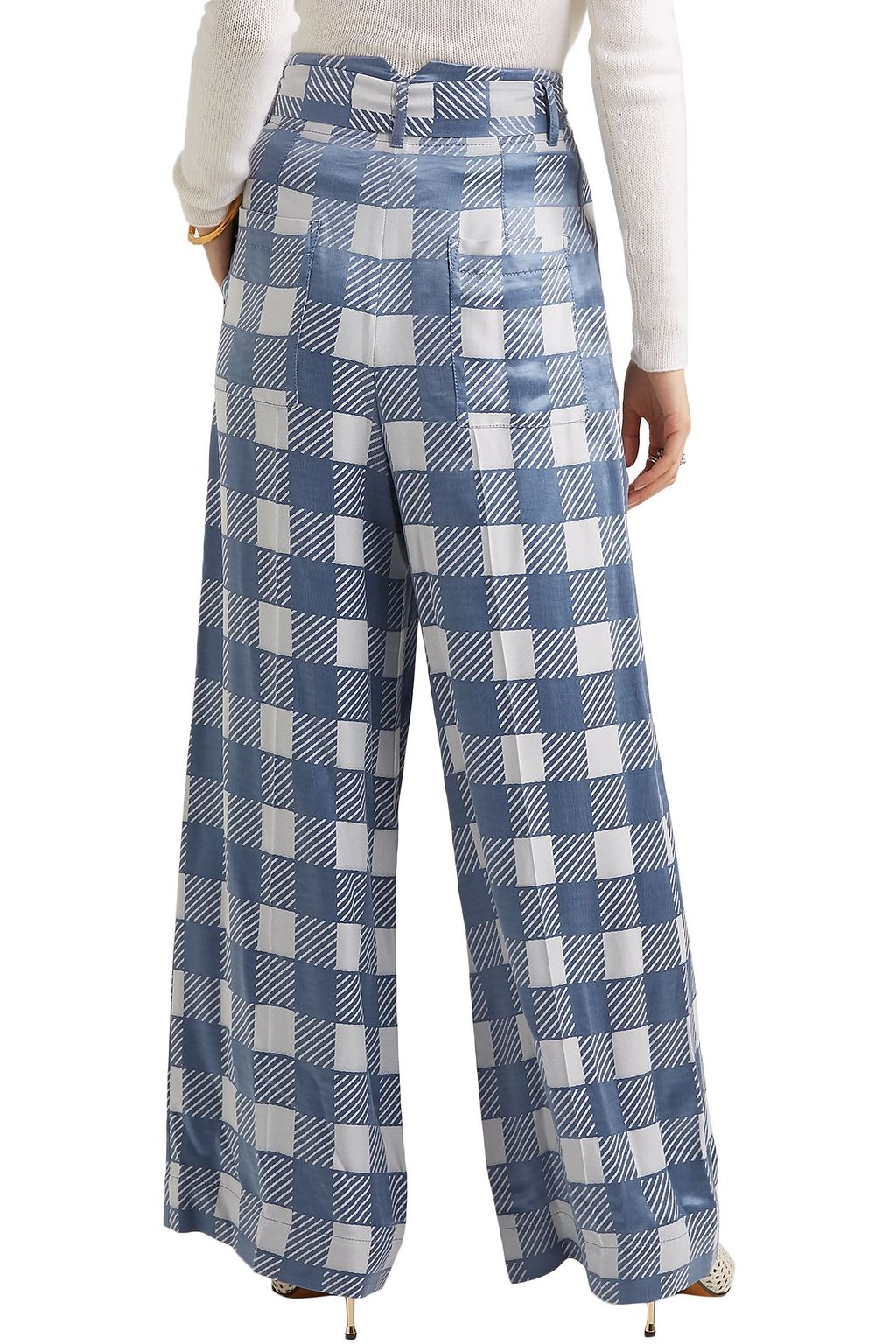 TEMPERLEY LONDON Lena checked satin-jacquard wide-leg pants