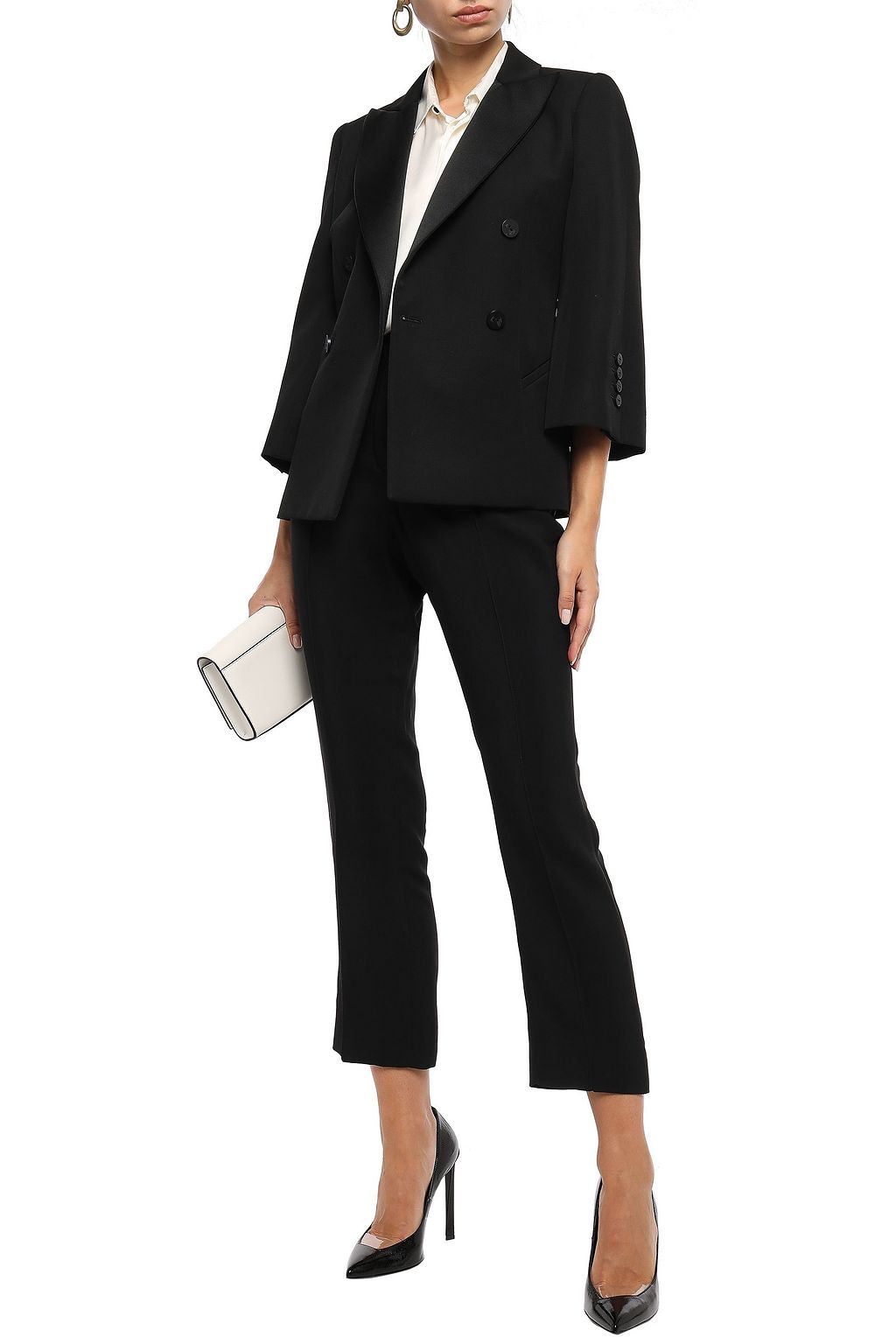 LANVIN Double-breasted satin-trimmed wool blazer