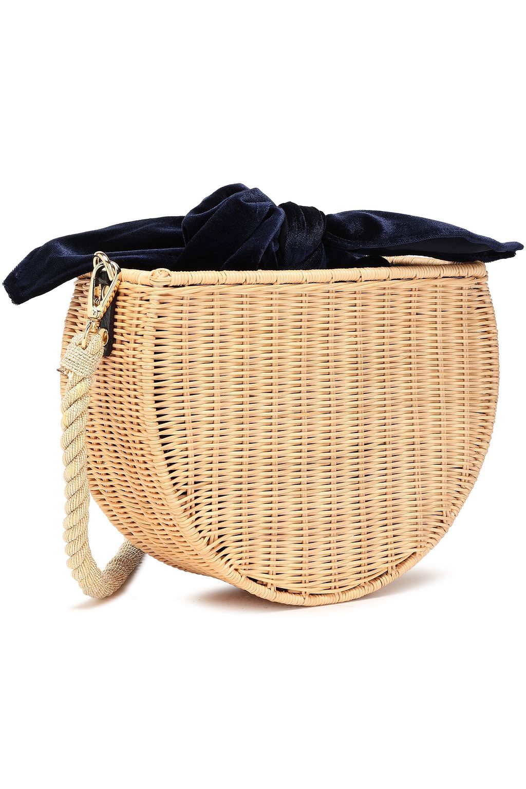 KAYU Dylan wicker and striped canvas shoulder bag