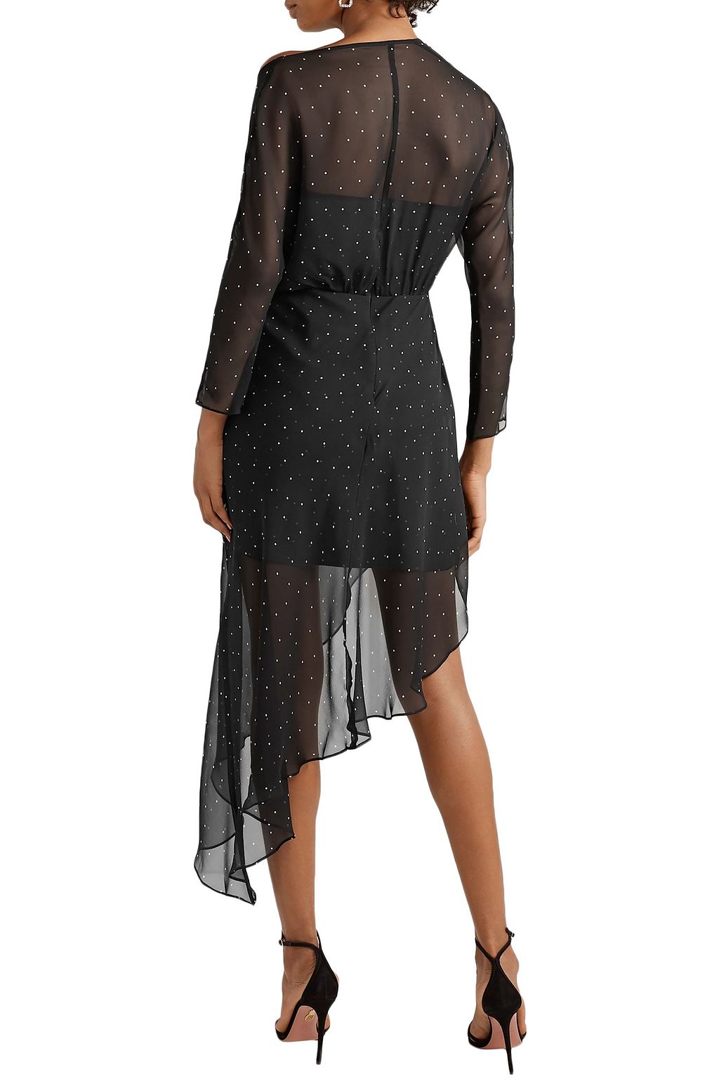 MICHELLE MASON One-shoulder polka-dot silk-chiffon dress