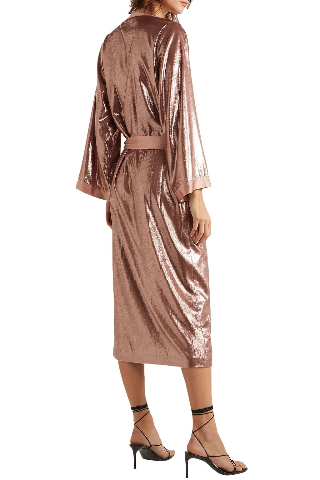MICHELLE MASON Silk-trimmed metallic velvet kimono