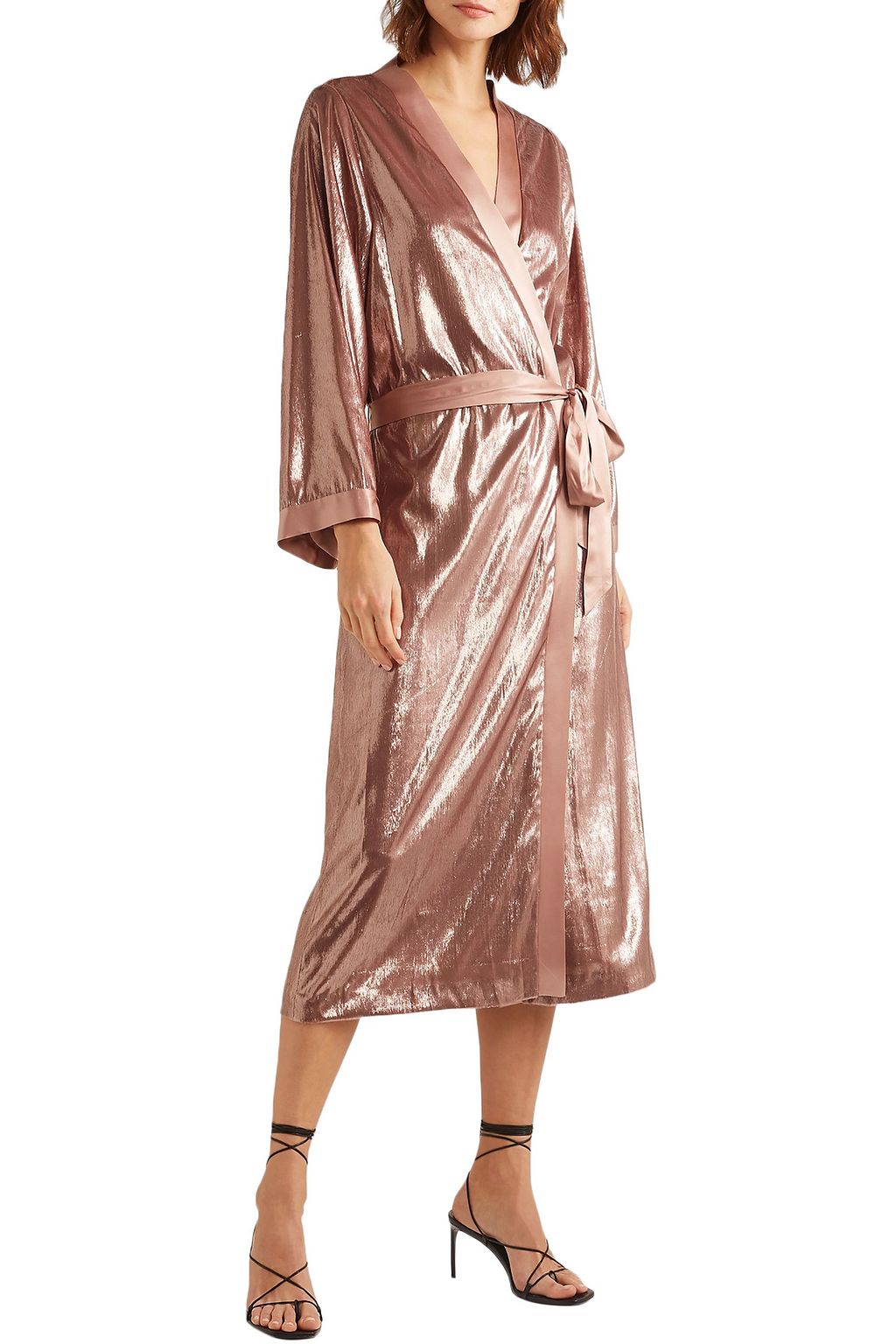 MICHELLE MASON Silk-trimmed metallic velvet kimono