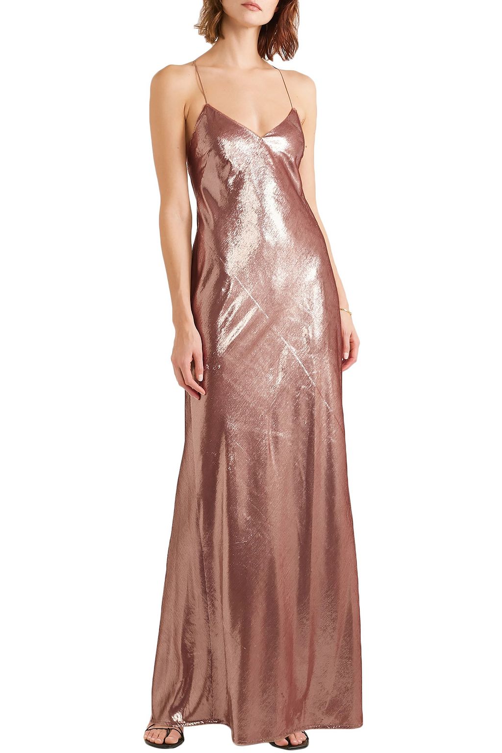 MICHELLE MASON Open-back metallic velvet gown