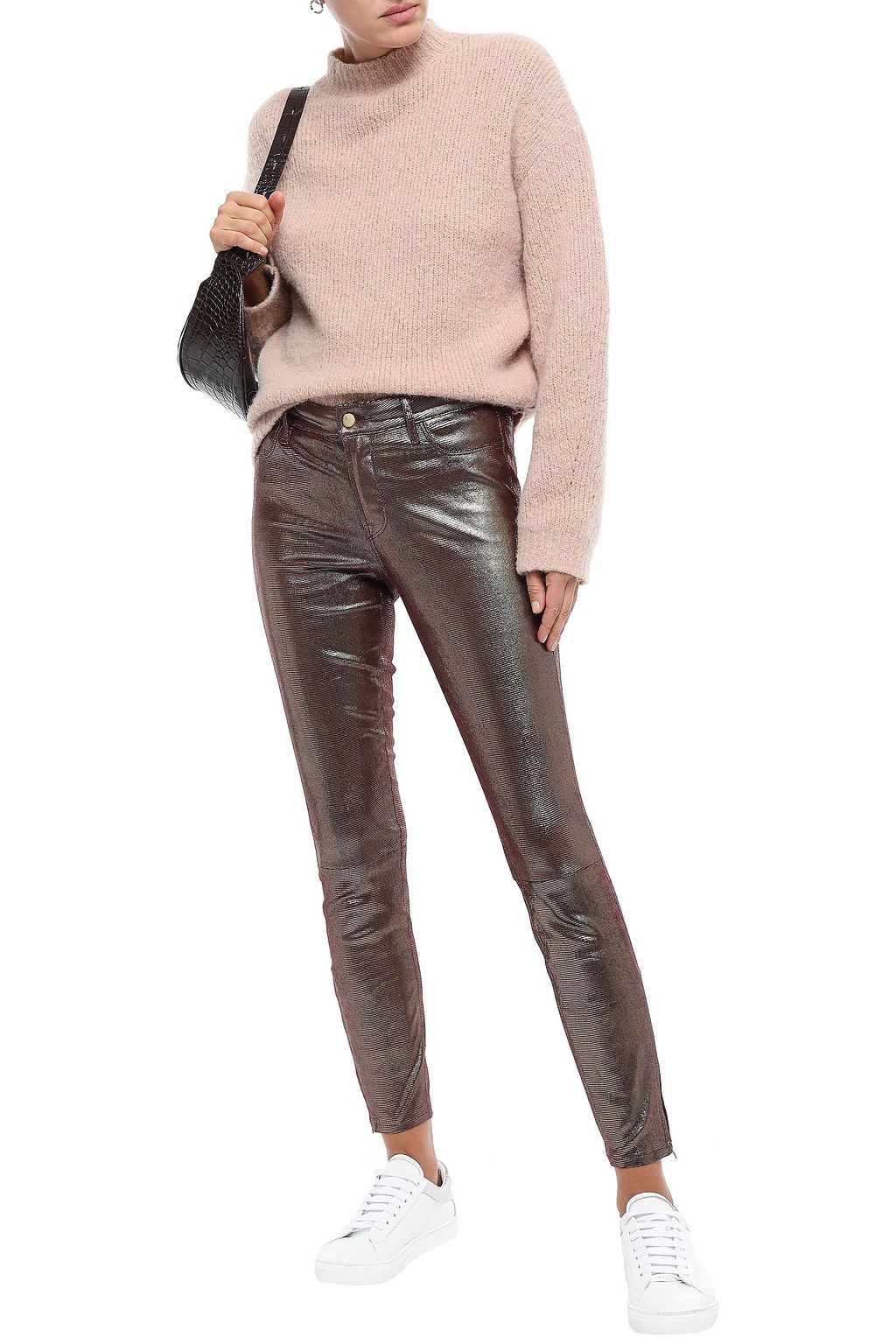 J BRAND L8001 metallic lizard-effect leather skinny pants