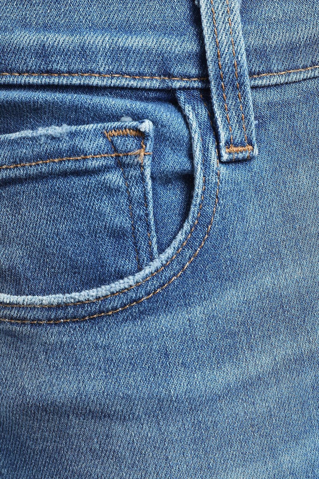 J BRAND Cropped frayed high-rise slim-leg jeans